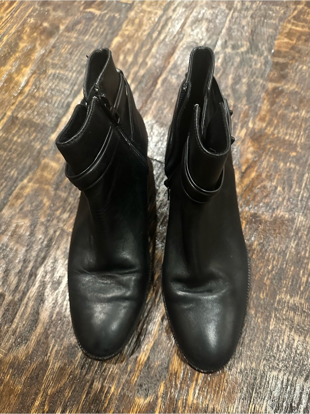 Coach Coleen Black Leather Ankle Booties with Strap Detail